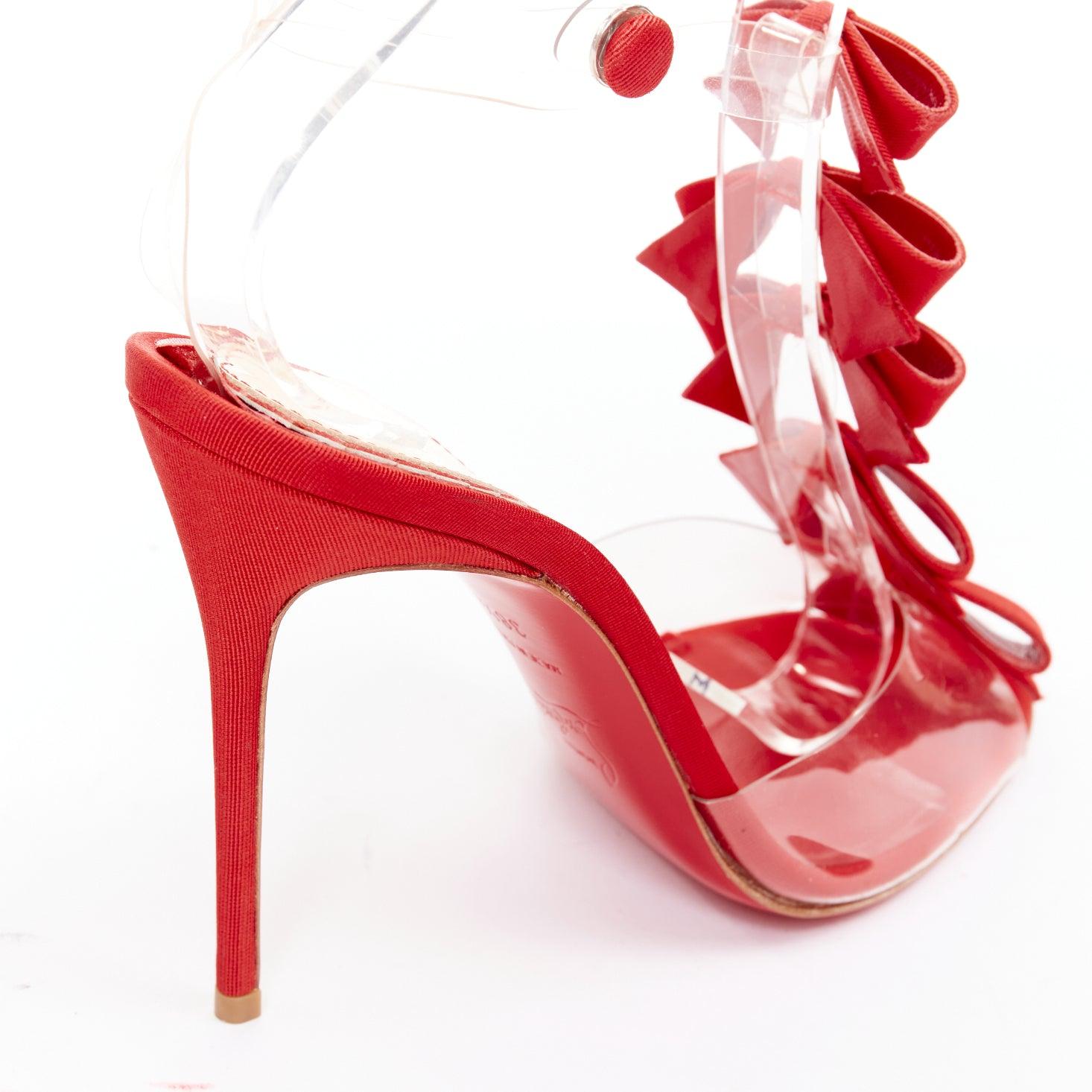 CHRISTIAN LOUBOUTIN 20th Anniversary Bow Bow 100 PVC T strap heels EU38 ...