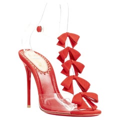 CHRISTIAN LOUBOUTIN 20th Anniversary Bow Bow 100 PVC T strap heels EU38.5