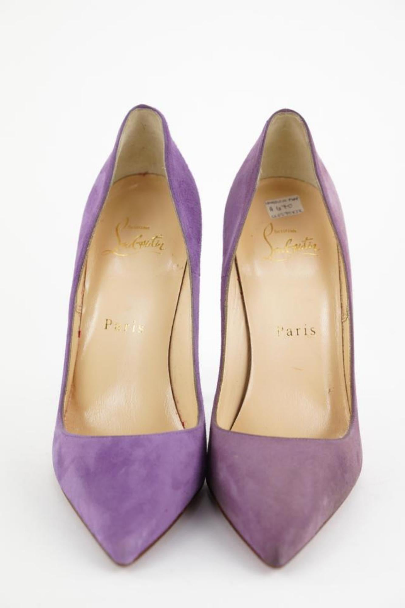 Christian Louboutin 36 Purple Suede So Kate Red Bottom Heels 1CL330 For Sale 3