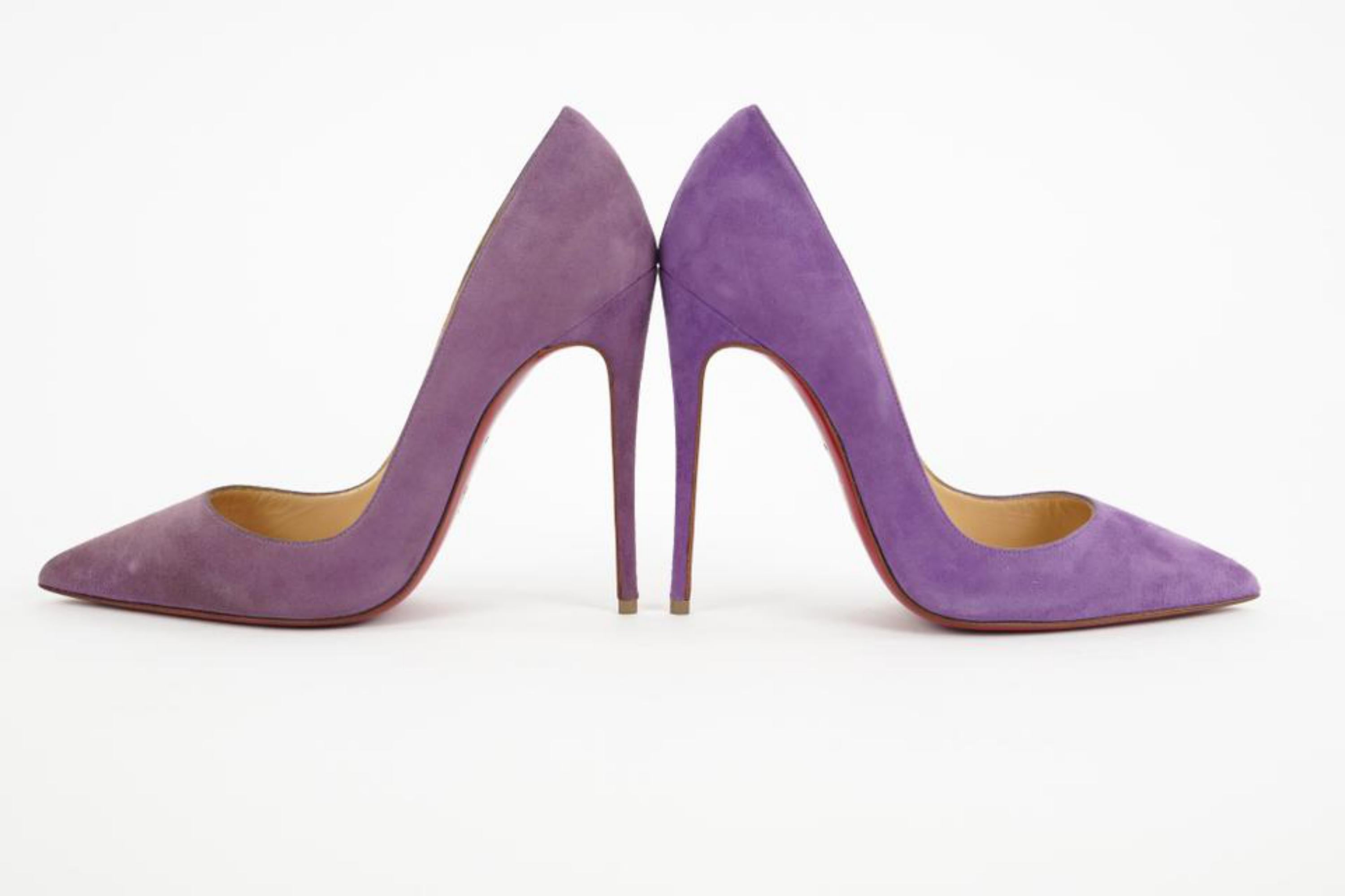 Christian Louboutin 36 Purple Suede So Kate Red Bottom Heels 1CL330 For Sale 4