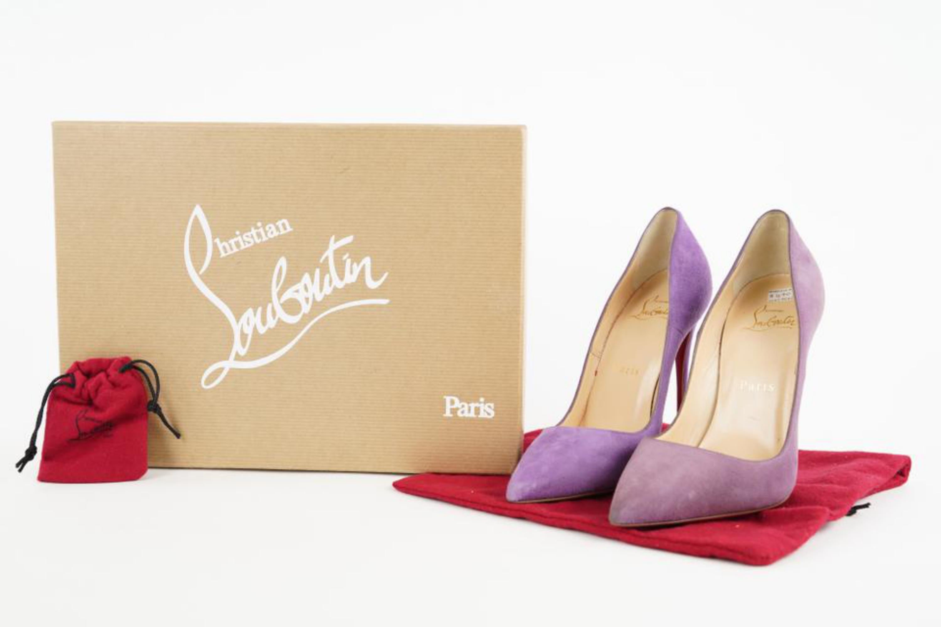 Christian Louboutin 36 Purple Suede So Kate Red Bottom Heels 1CL330
Made In: Italy
Measurements: Length:  9