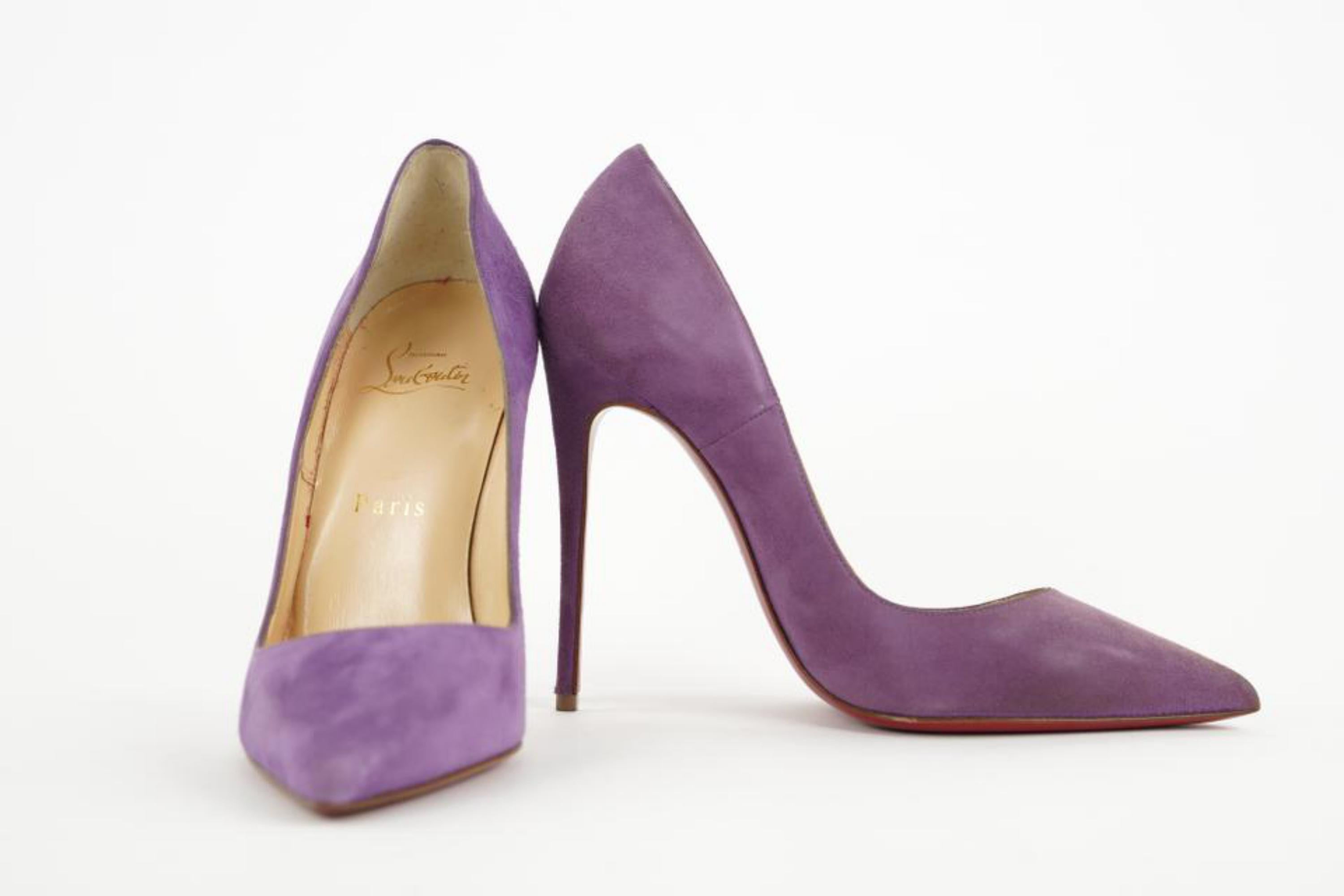 Christian Louboutin 36 Purple Suede So Kate Red Bottom Heels 1CL330 For Sale 1