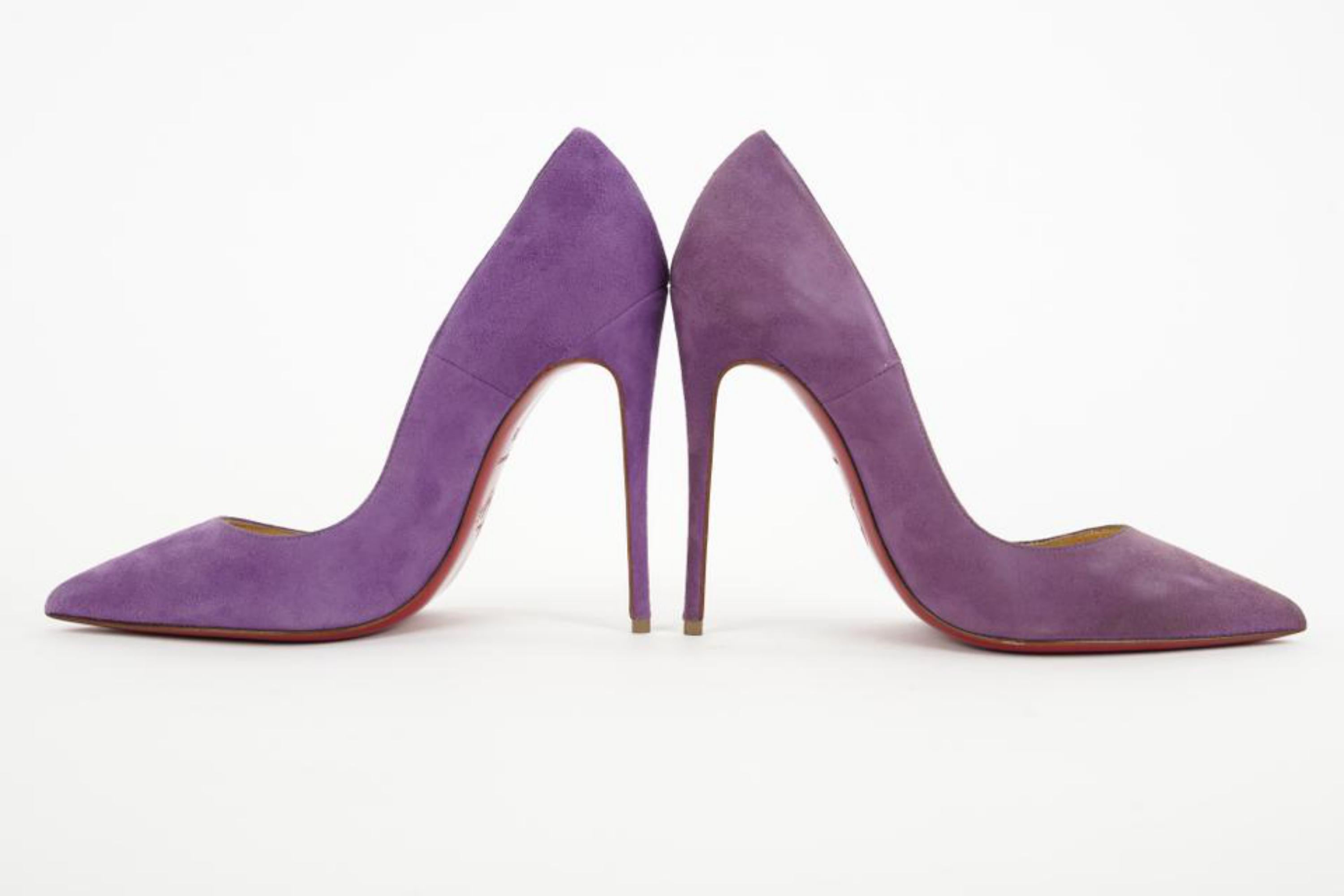 Christian Louboutin 36 Purple Suede So Kate Red Bottom Heels 1CL330 For Sale 2