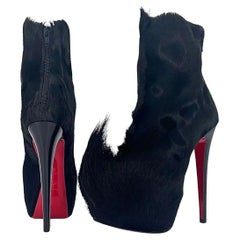 Christian Louboutin A/W 2011 Puck Booty Springbok Fur Platform Ankle Boots 36