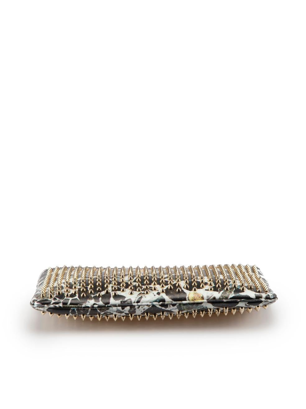 Christian Louboutin Abstract Leather Loubiposh Spike Studded Clutch In Excellent Condition In London, GB
