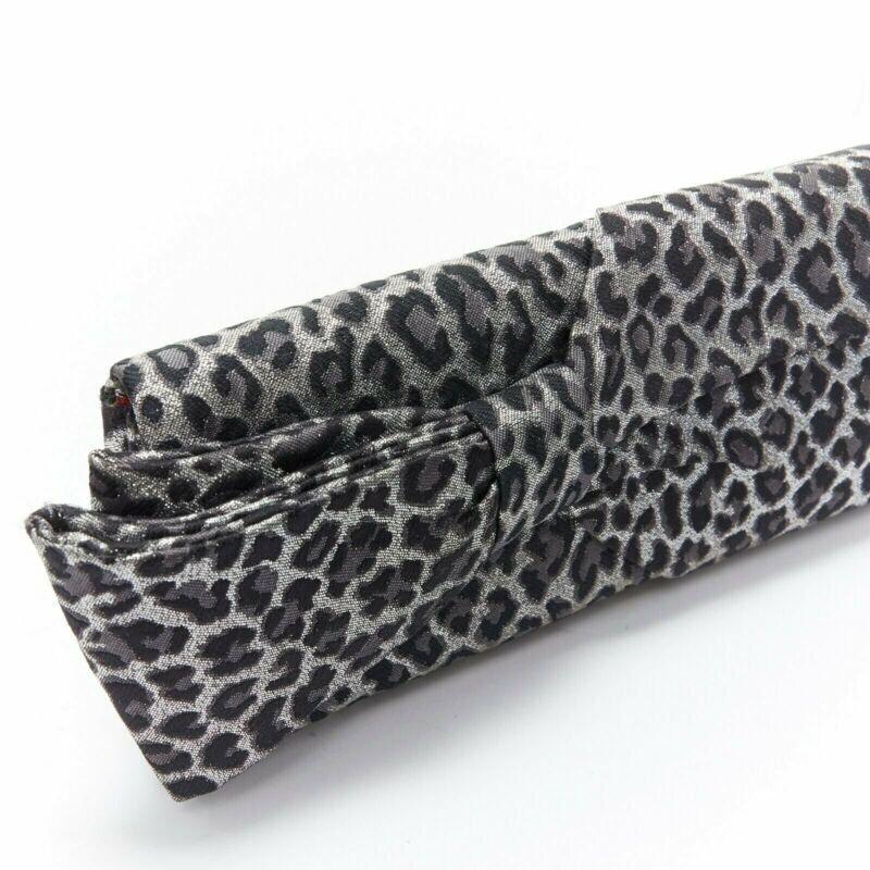 Women's CHRISTIAN LOUBOUTIN Aionoeud silver leopard asymmetrical bow elongated clutch