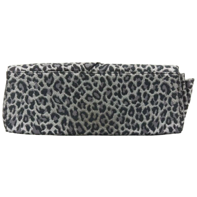 CHRISTIAN LOUBOUTIN Aionoeud silver leopard asymmetrical bow elongated clutch