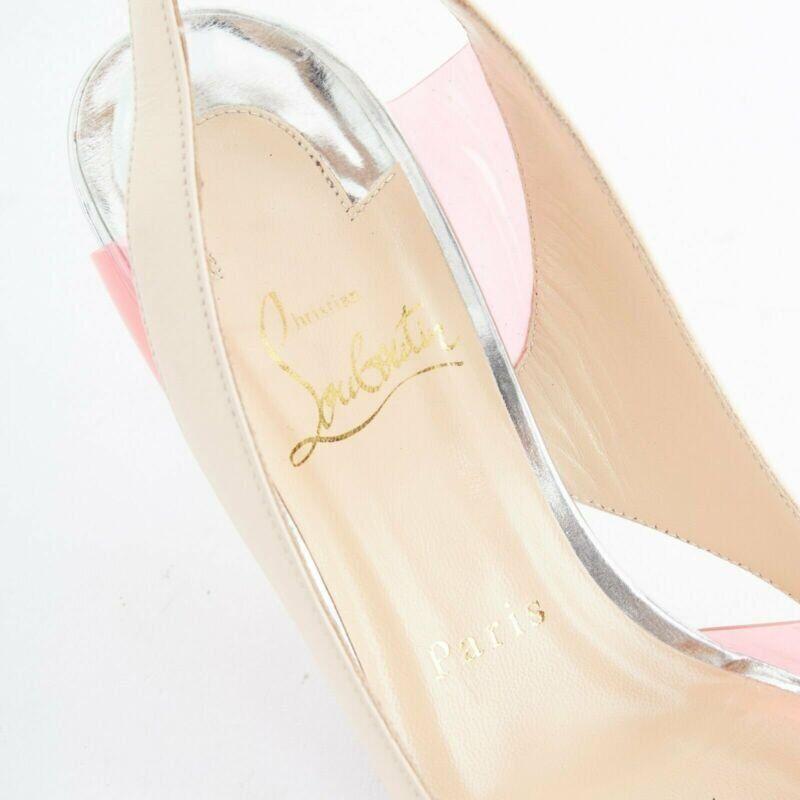 CHRISTIAN LOUBOUTIN Air Chance 70 blau Lack beige PVC Slingback Absätze EU36.5 im Angebot 5