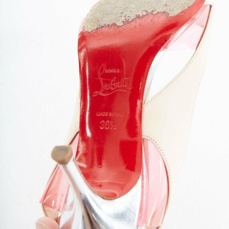 CHRISTIAN LOUBOUTIN Air Chance 70 blau Lack beige PVC Slingback Absätze EU36.5 im Angebot 6
