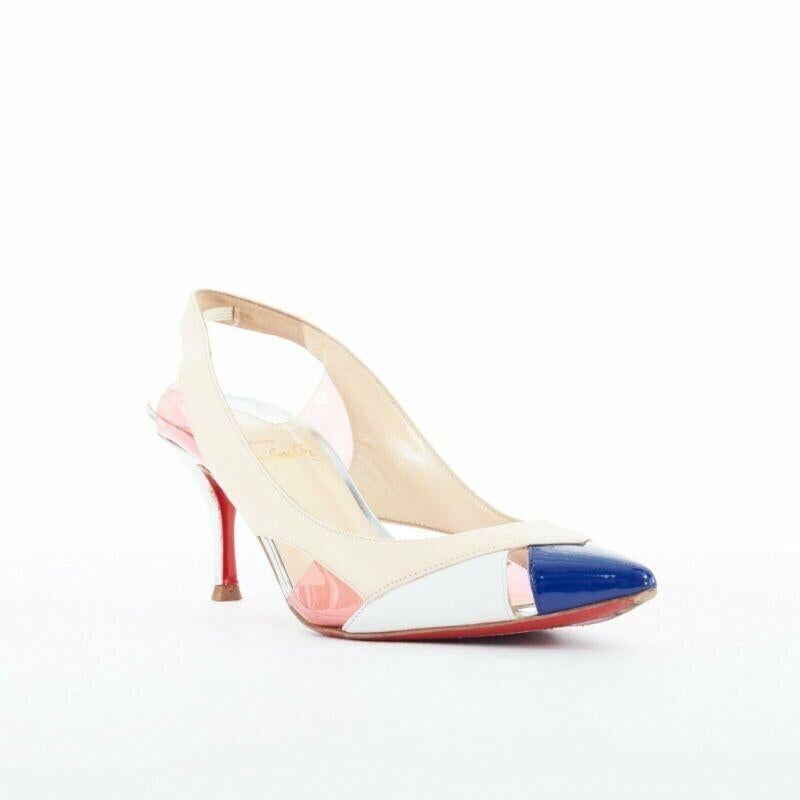 CHRISTIAN LOUBOUTIN Air Chance 70 blau Lack beige PVC Slingback Absätze EU36.5
Referenz: TGAS/A01928
Marke: Christian Louboutin
Modell: Air Chance
MATERIAL: Leder, PVC
Farbe: Beige, Weiß
Muster: Solide
Verschluss: Slingback
Zusätzliche Details: Air