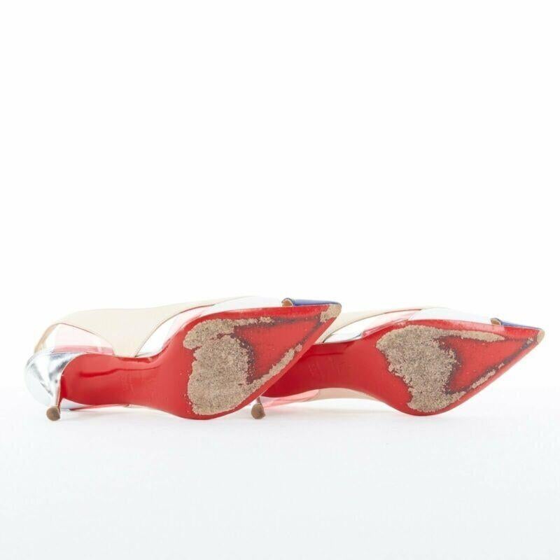 CHRISTIAN LOUBOUTIN Air Chance 70 blau Lack beige PVC Slingback Absätze EU36.5 im Angebot 1