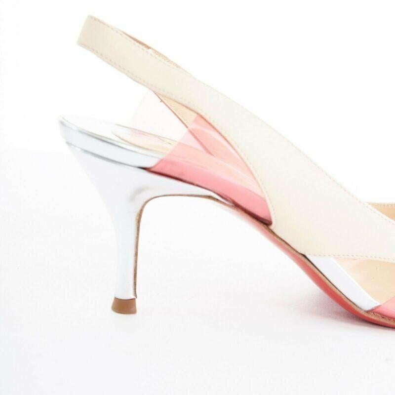 CHRISTIAN LOUBOUTIN Air Chance 70 blau Lack beige PVC Slingback Absätze EU36.5 im Angebot 4