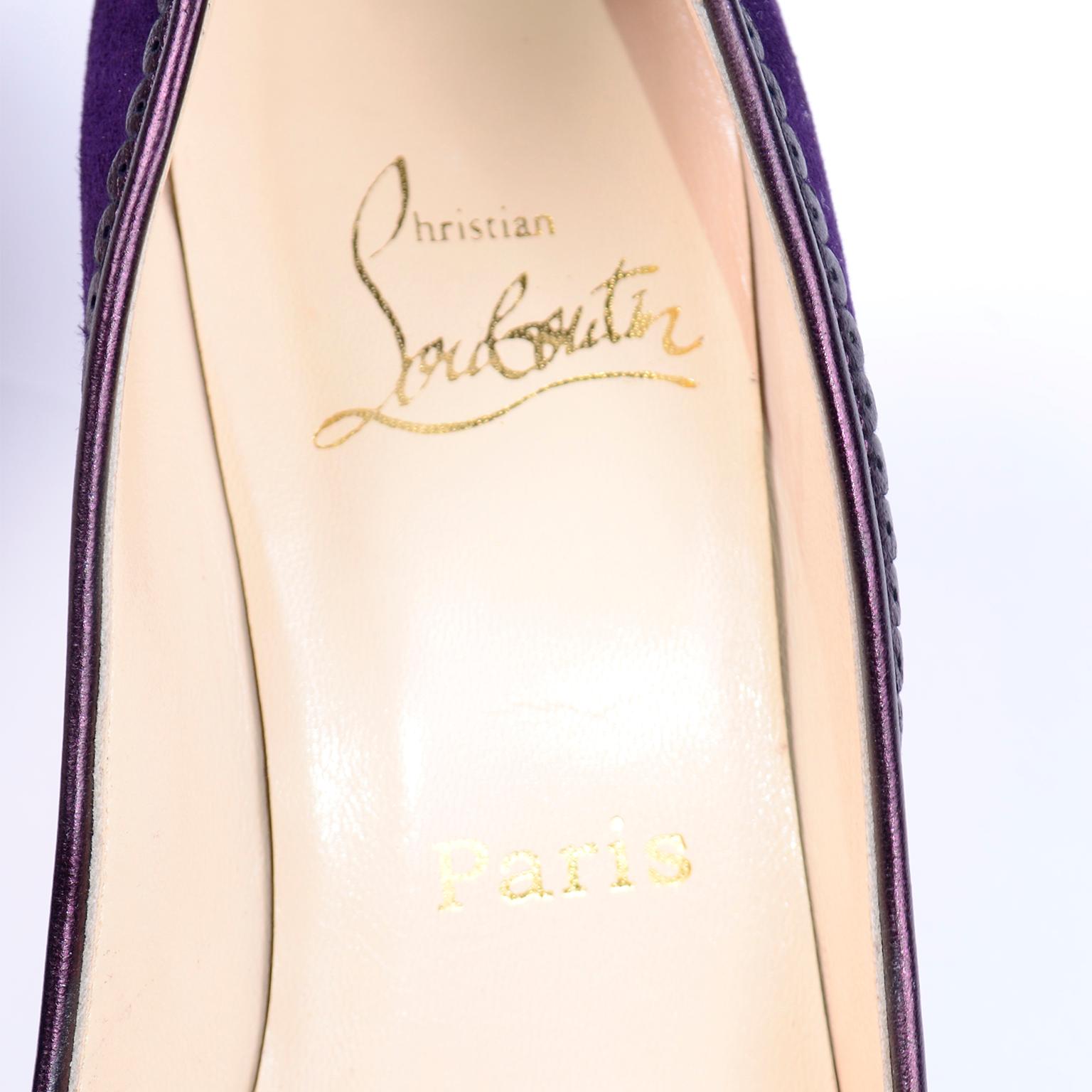 Christian Louboutin Alice Shoes Purple Suede Bow Pumps With 3