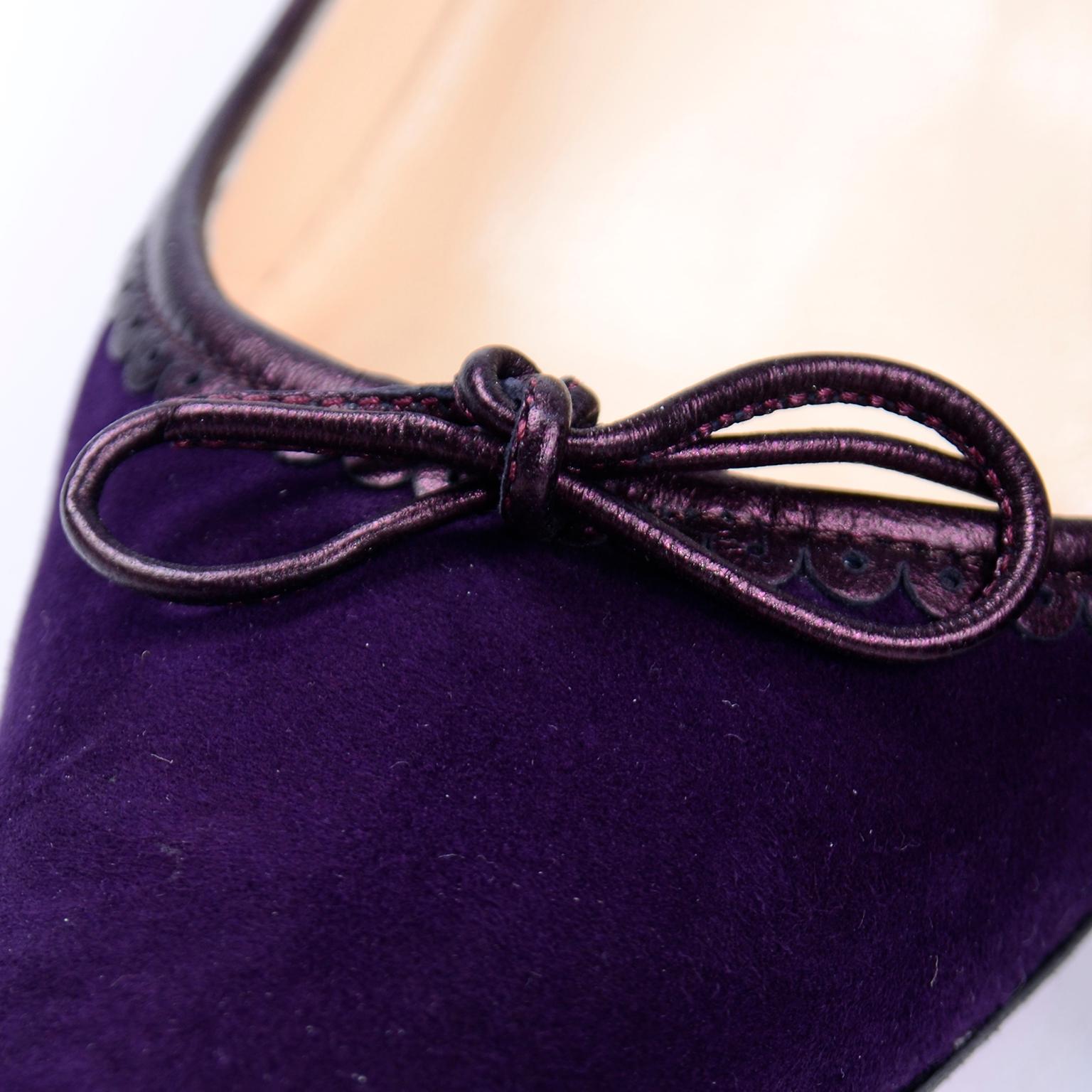 Christian Louboutin Alice Shoes Purple Suede Bow Pumps With 3