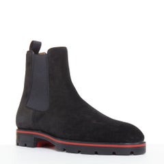CHRISTIAN LOUBOUTIN Alpinono Flat Crosta Wax schwarz Wildleder Stollensohle Stiefel EU41 US8