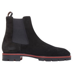 CHRISTIAN LOUBOUTIN Alpinono Flat Crosta Wax schwarz Wildleder Stollensohle Stiefel EU41 US8