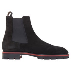 CHRISTIAN LOUBOUTIN Alpinosol Flat suede leather lug sole Chelsea boot EU43