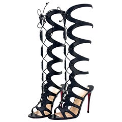 Christian Louboutin Amazoula 100 Sandalias altas gladiadoras de piel negra 39