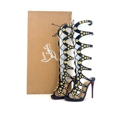 Christian Louboutin Amazoutiful 120 Kid Gladiator Knee High Sandals 36.5