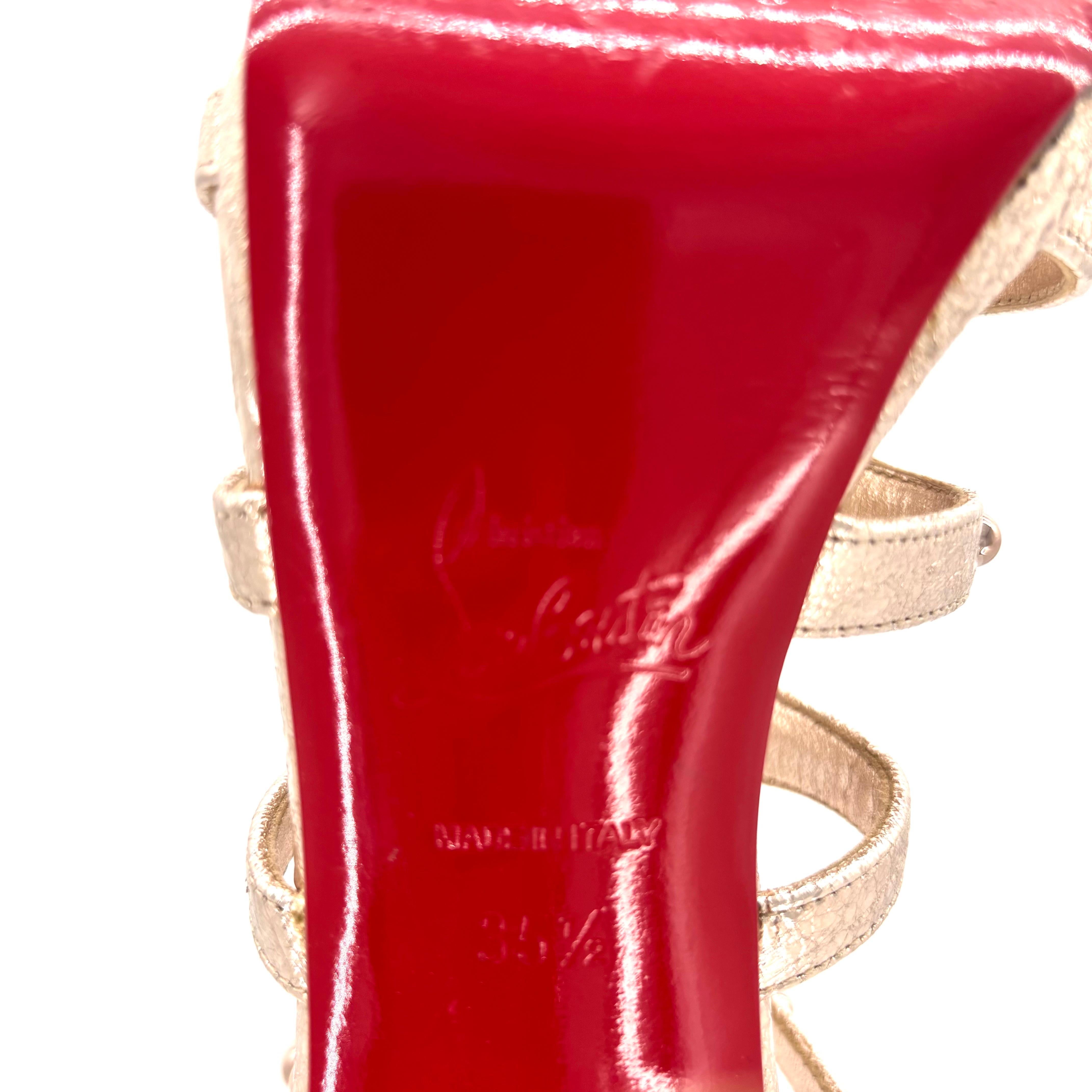 Christian Louboutin Amazoutiful 120 Rose Gold Gladiator Knee High Sandals 35.5 en vente 5