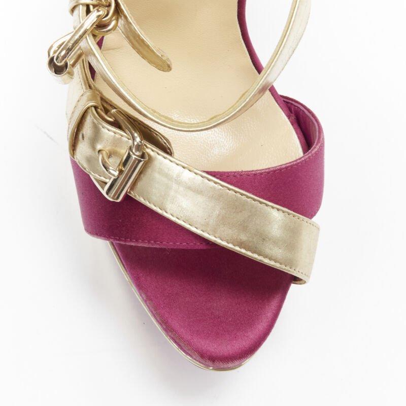 CHRISTIAN LOUBOUTIN Ambertina 140 oro rosa glitter fibbia piattaforma strappy EU36 in vendita 1