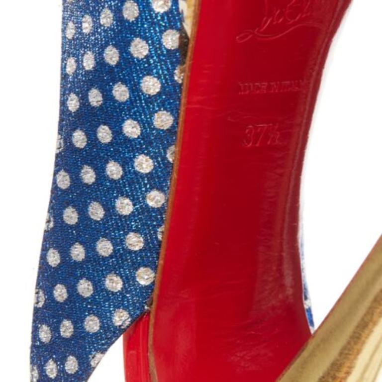 CHRISTIAN LOUBOUTIN American Flag peep toe platform peeptoe slingback EU37.5 5