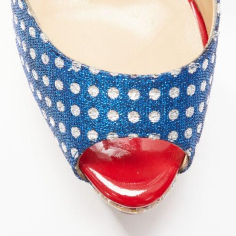 CHRISTIAN LOUBOUTIN American Flag peep toe platform peeptoe slingback EU37.5 1