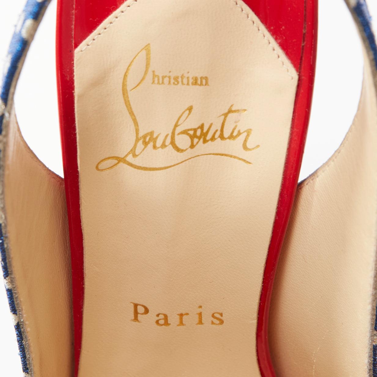 CHRISTIAN LOUBOUTIN American Flag peep toe platform peeptoe slingback EU37.5 For Sale 5