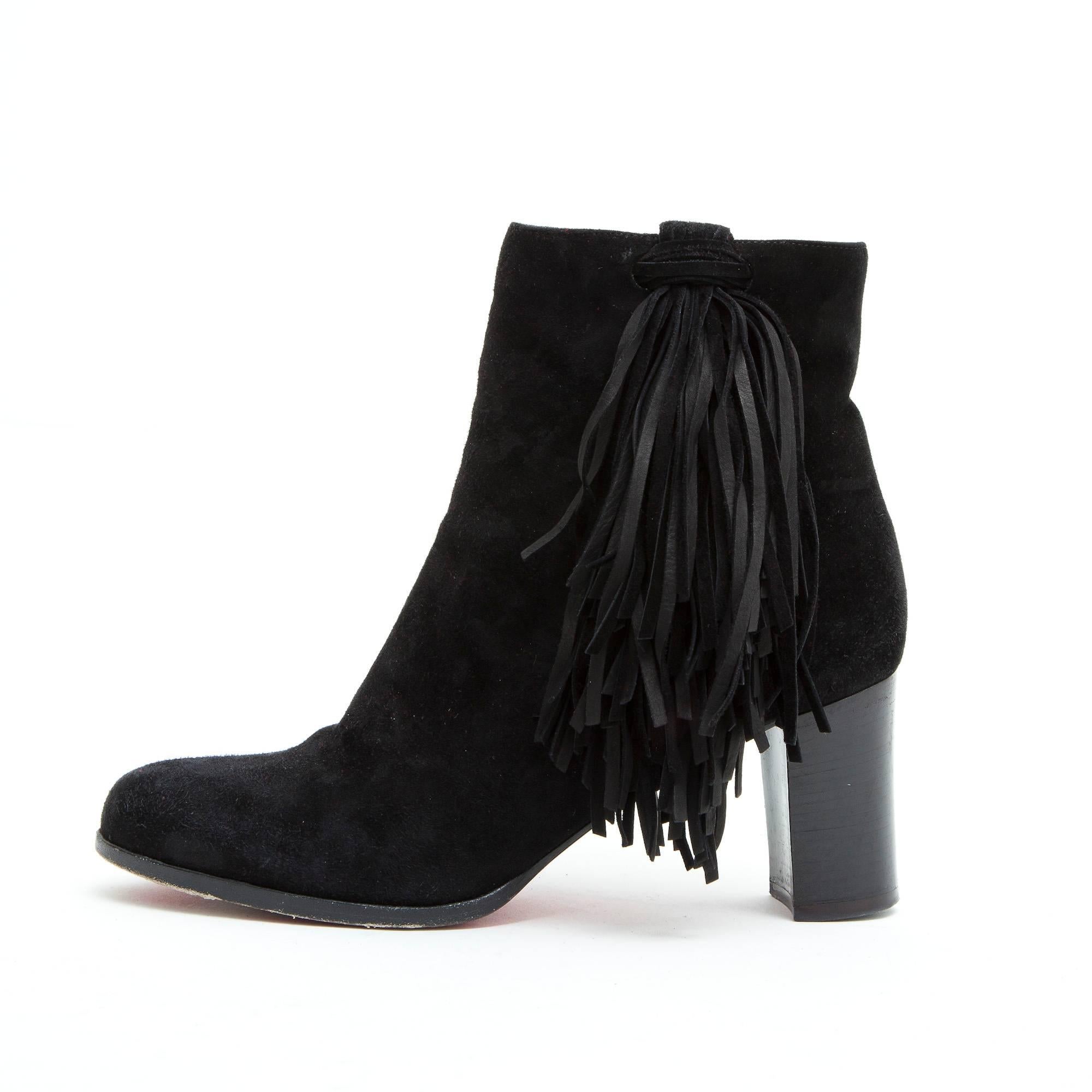 Women's CHRISTIAN LOUBOUTIN Ankle Boots in Black Suede Calfskin Size 39FR