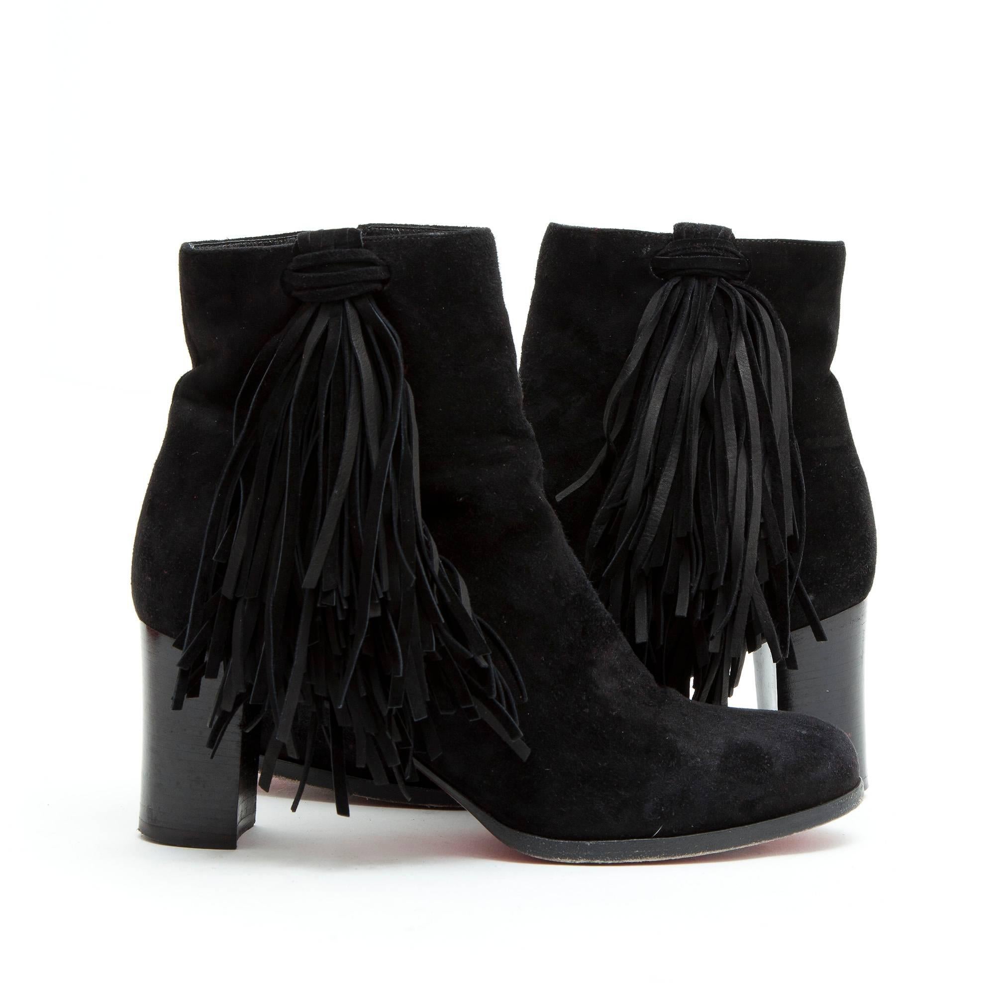 CHRISTIAN LOUBOUTIN Ankle Boots in Black Suede Calfskin Size 39FR 1