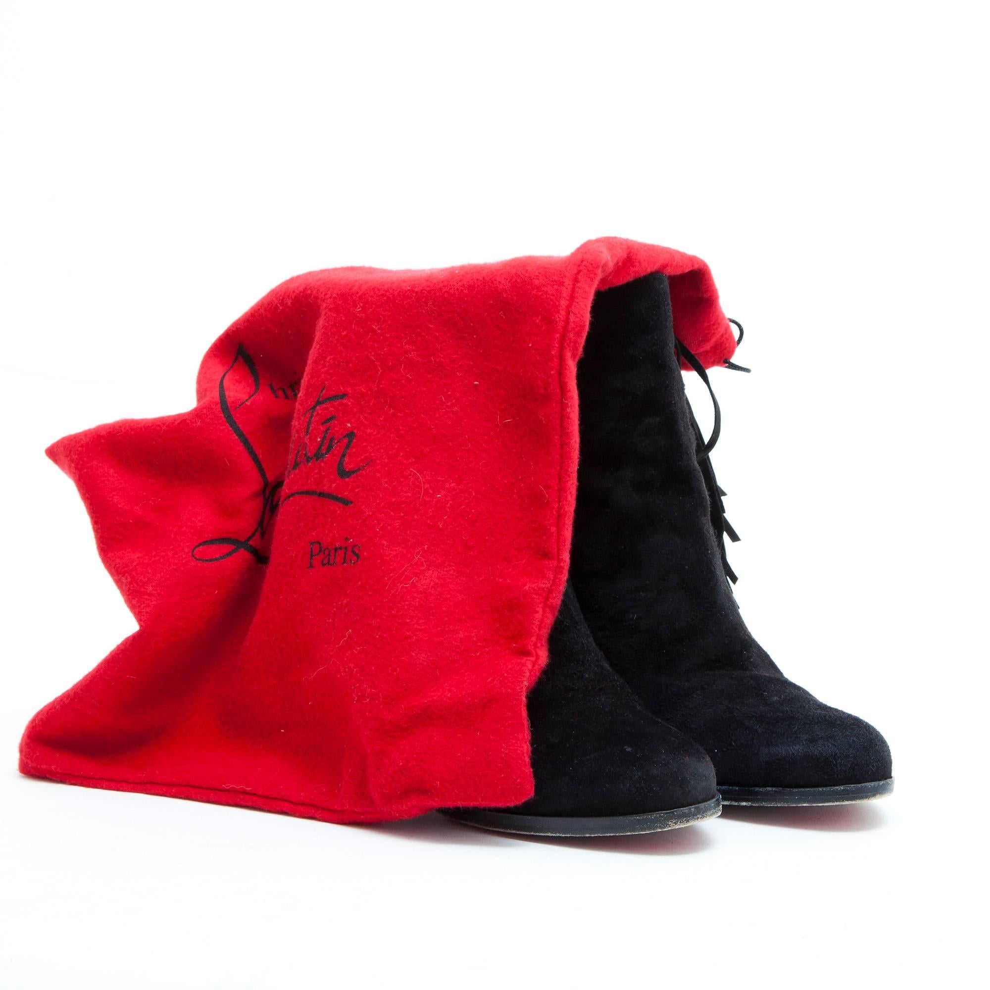 CHRISTIAN LOUBOUTIN Ankle Boots in Black Suede Calfskin Size 39FR 3