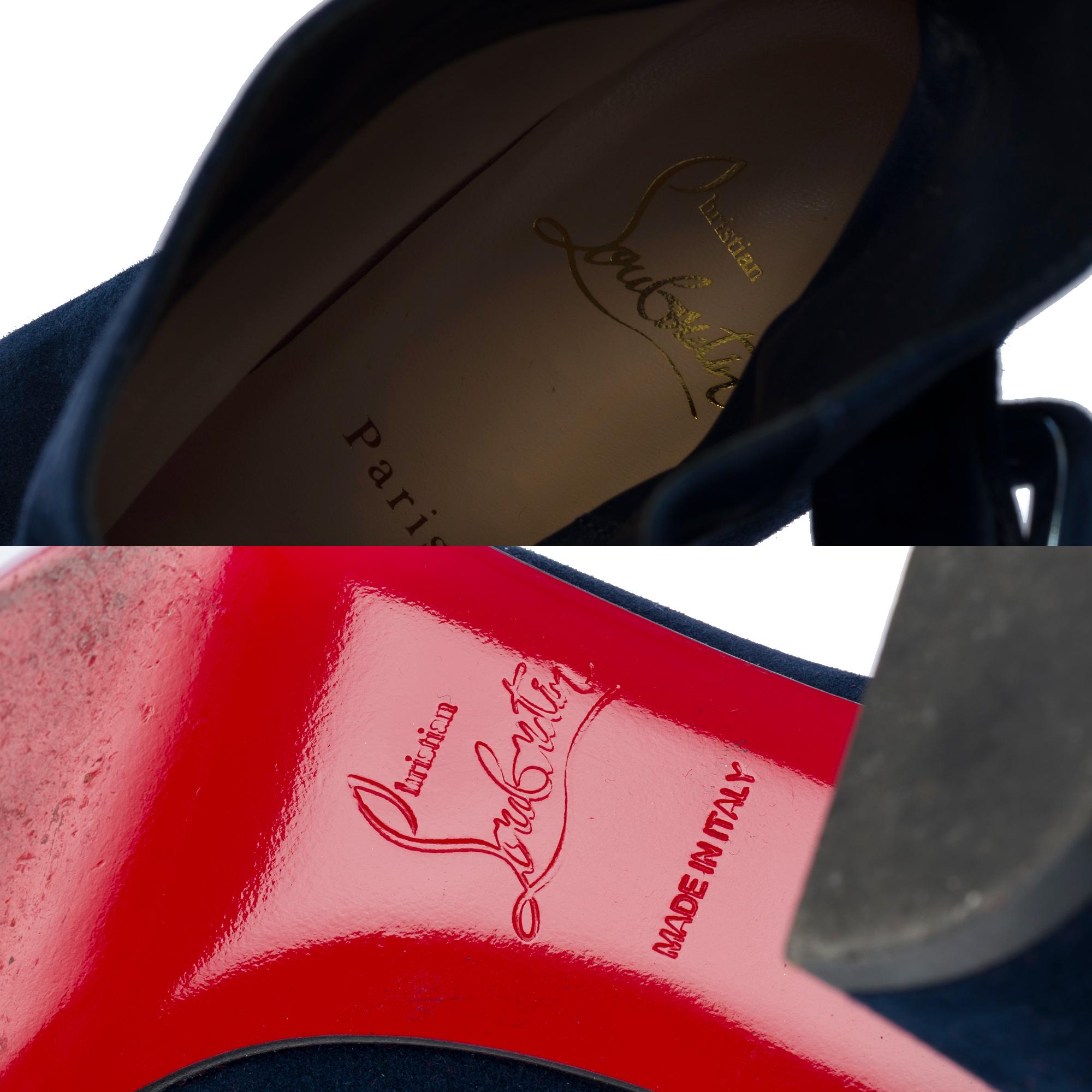 Christian Louboutin ankleboot in blue suede, size 37 For Sale 3