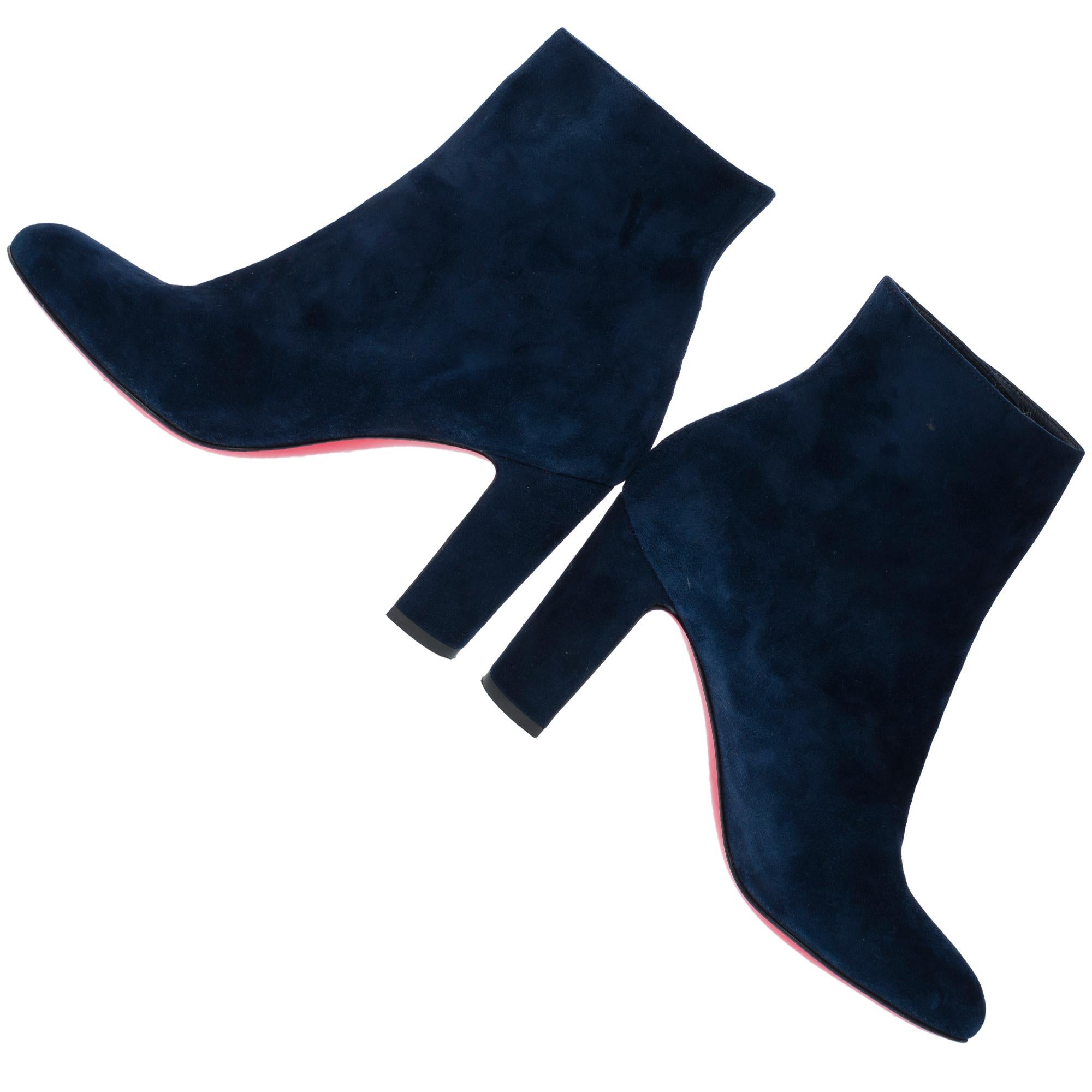 Christian Louboutin ankleboot in blue suede, size 37 For Sale 4
