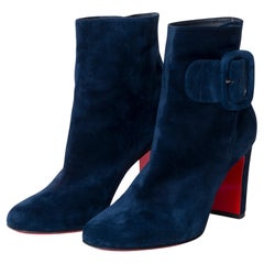 Christian Louboutin ankleboot in blue suede, size 37