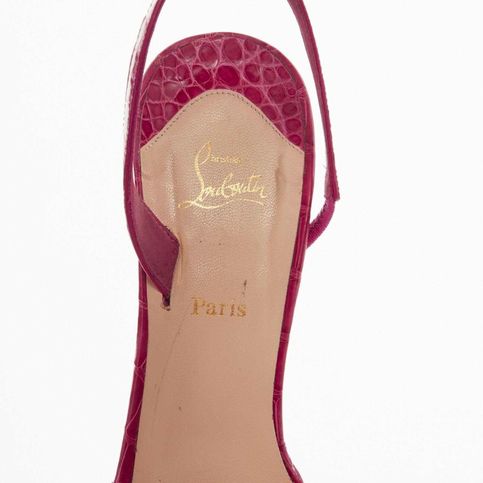 CHRISTIAN LOUBOUTIN Anna 100 genuine croc leather minimal slingback sandals EU37 2