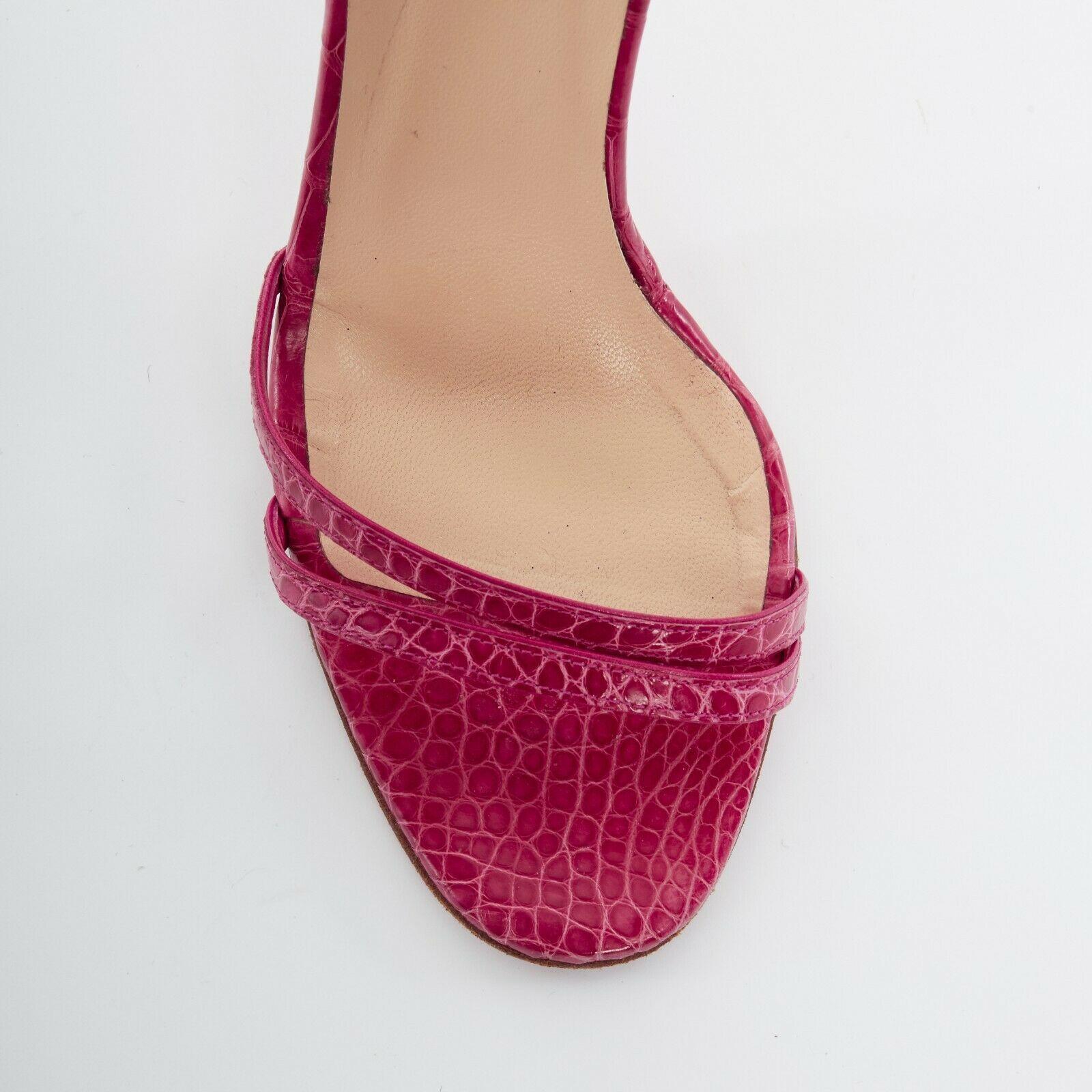 CHRISTIAN LOUBOUTIN Anna 100 genuine croc leather minimal slingback sandals EU37 In Excellent Condition In Hong Kong, NT