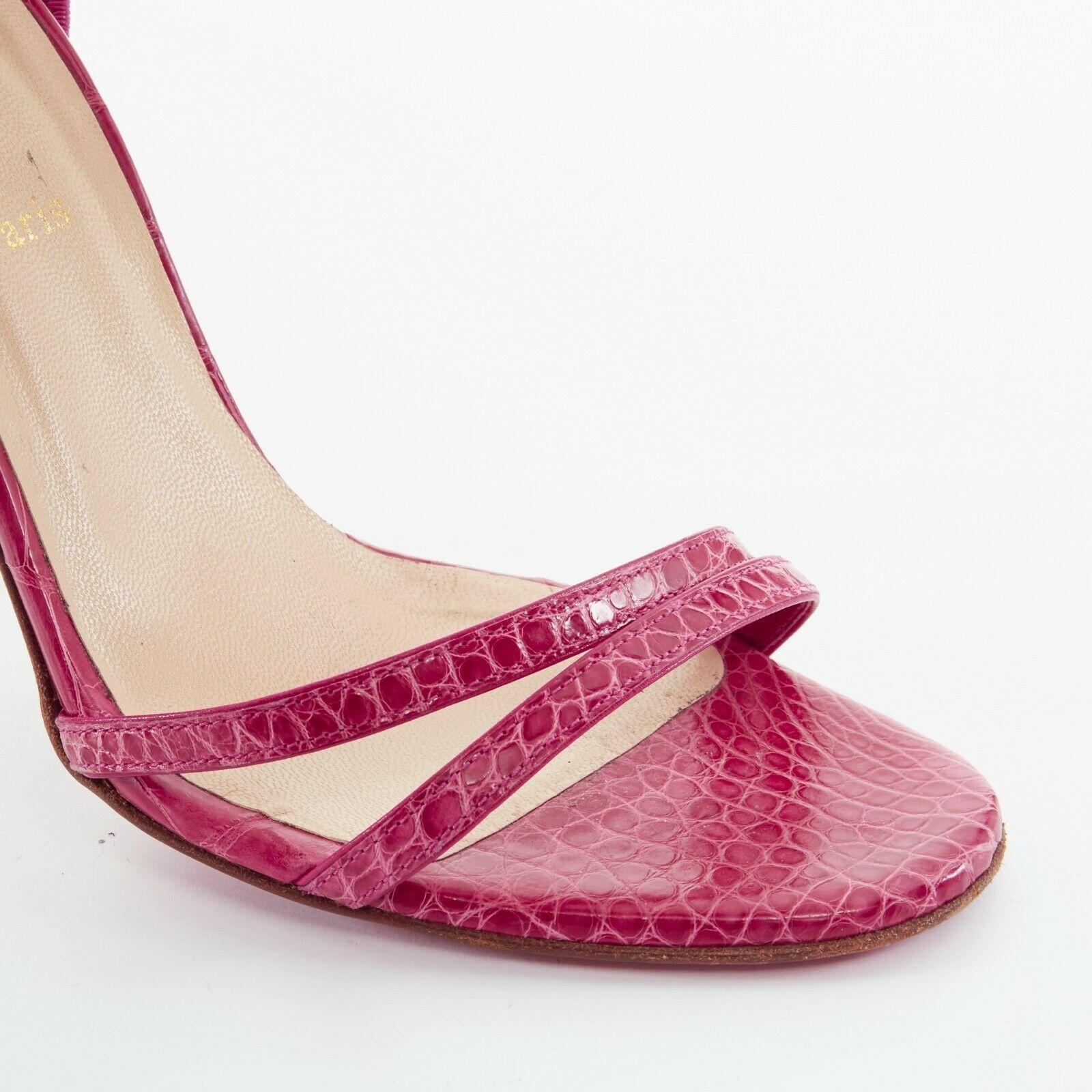 Women's CHRISTIAN LOUBOUTIN Anna 100 genuine croc leather minimal slingback sandals EU37