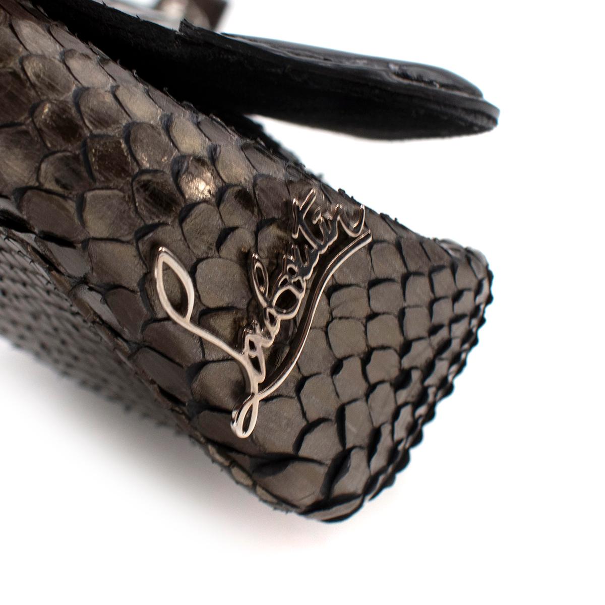 Women's Christian Louboutin Artemis Studded Metallic Python Shoulder Bag For Sale