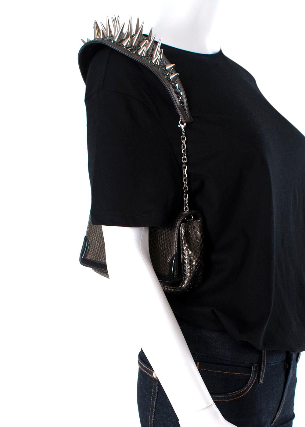 Christian Louboutin Artemis Studded Metallic Python Shoulder Bag For Sale 2
