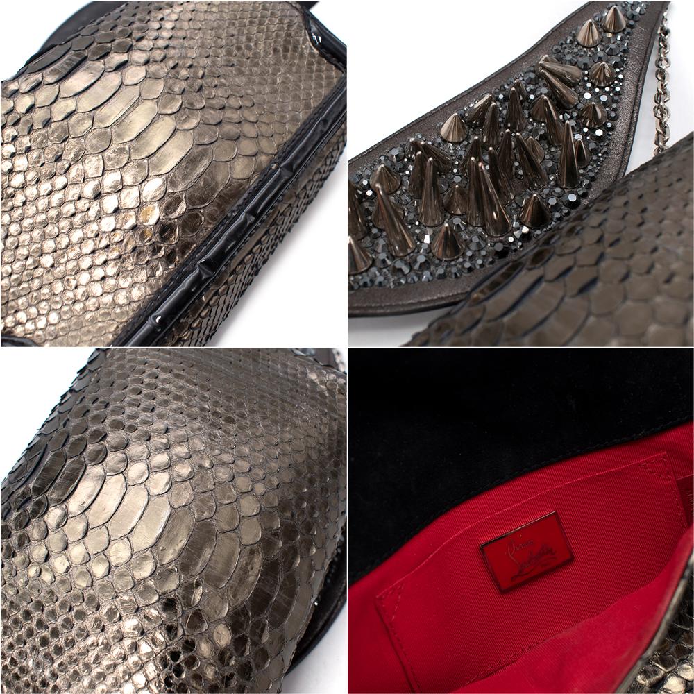 Christian Louboutin Artemis Studded Metallic Python Shoulder Bag For Sale 3