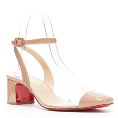 CHRISTIAN LOUBOUTIN Asticocotte 55 nude patent cap PVC ankle strap pump EU39.5
