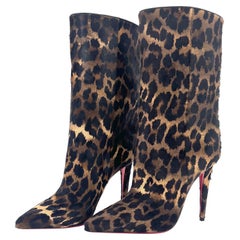 Christian Louboutin Astrilarge Booty 100 Pony Leopard Print Boots 38