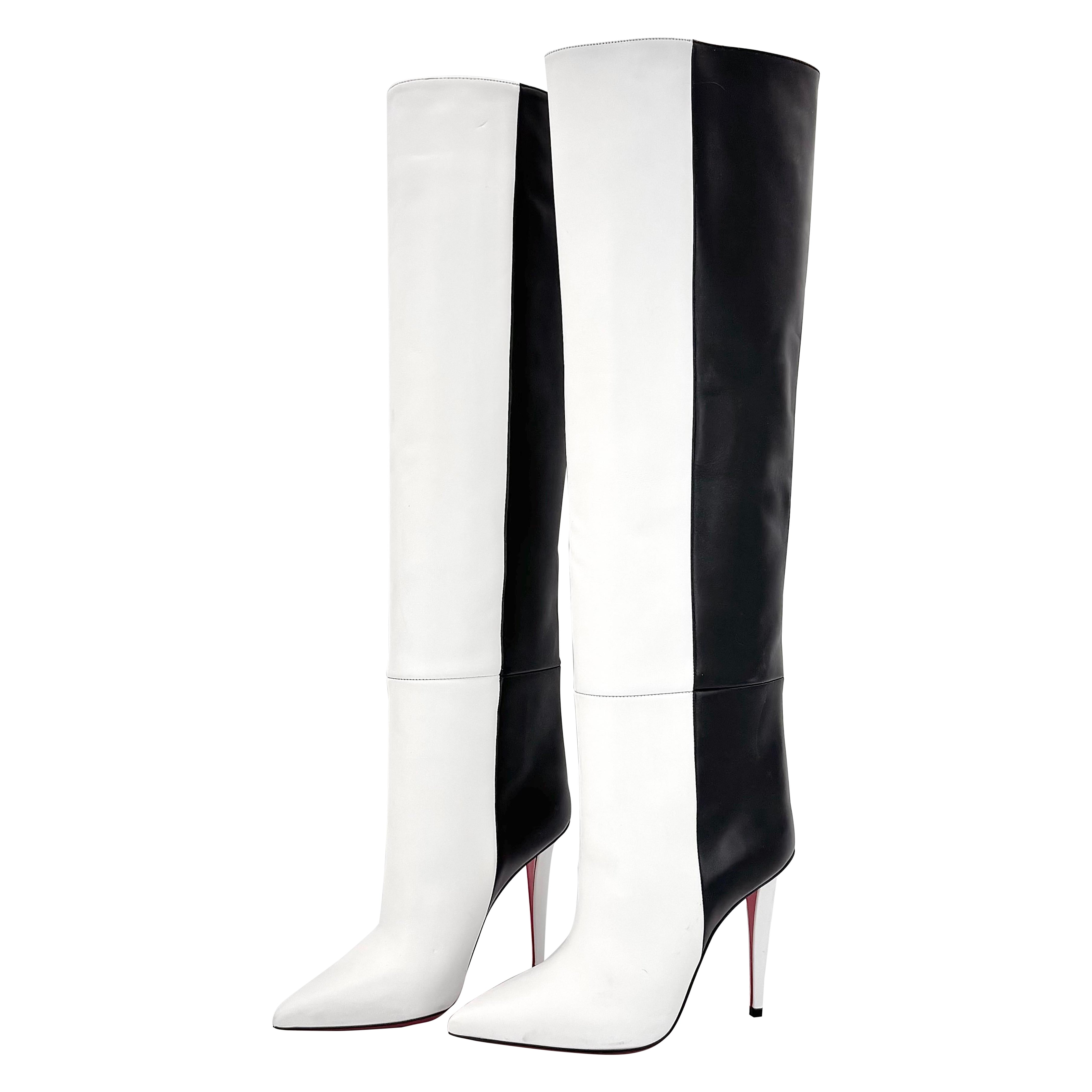 Christian Louboutin Astrilarge Botta 100 Stivali sopra il ginocchio bicolore 37