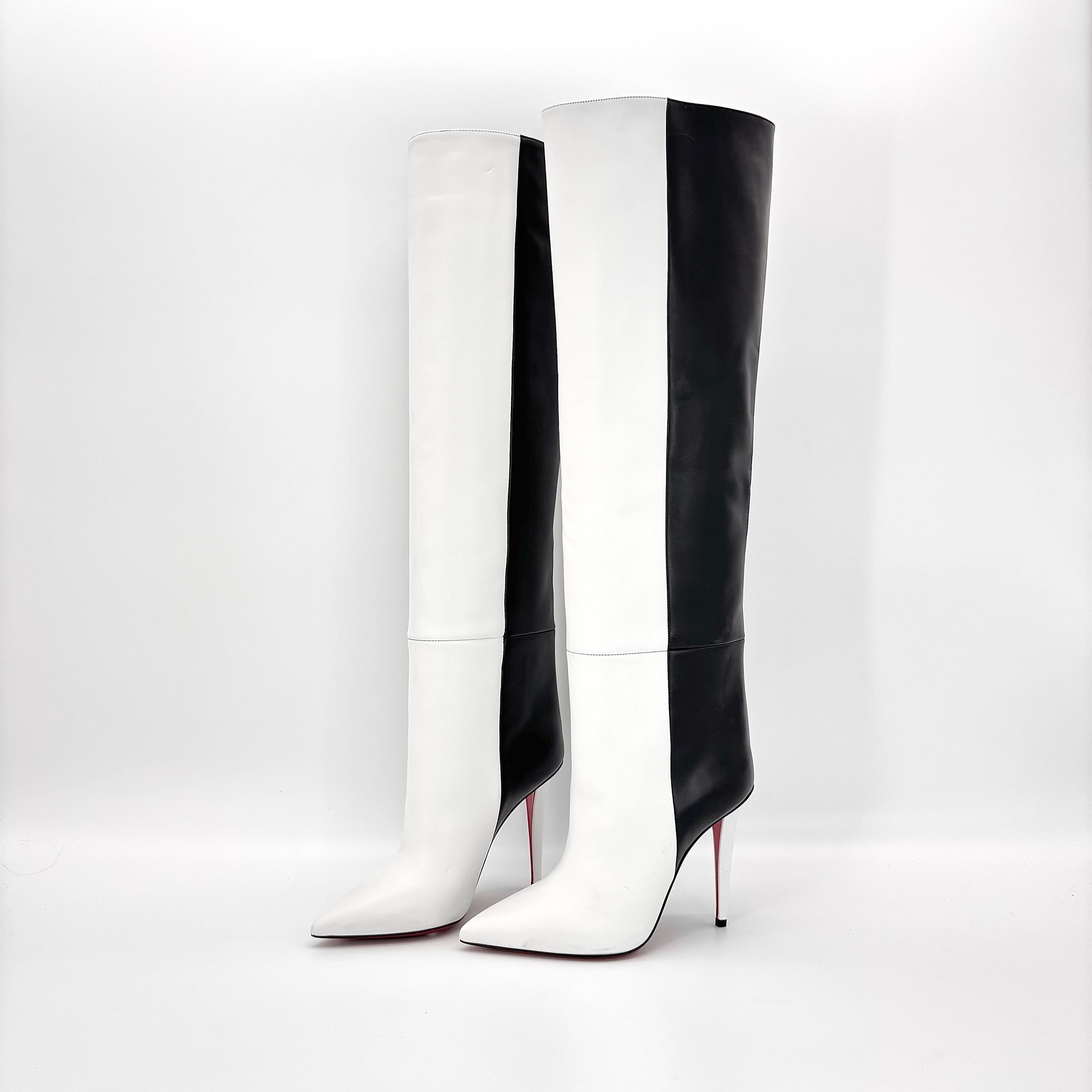 Christian Louboutin Astrilarge Botta 100 Two Tone Over The Knee Boots 37