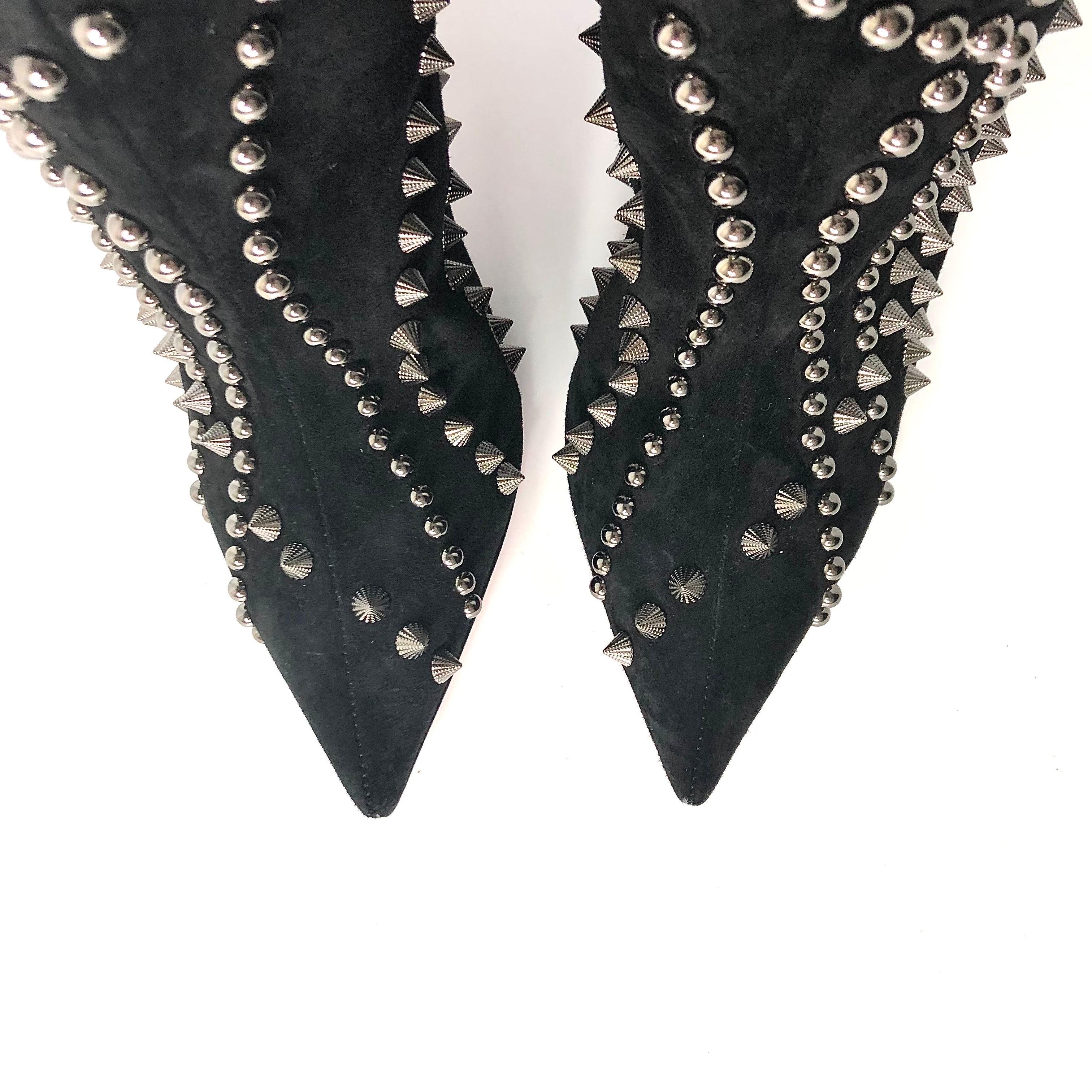 Christian Louboutin Astrilarge Botta Pika 100 Botas altas al muslo de ante negro 39 en venta 1