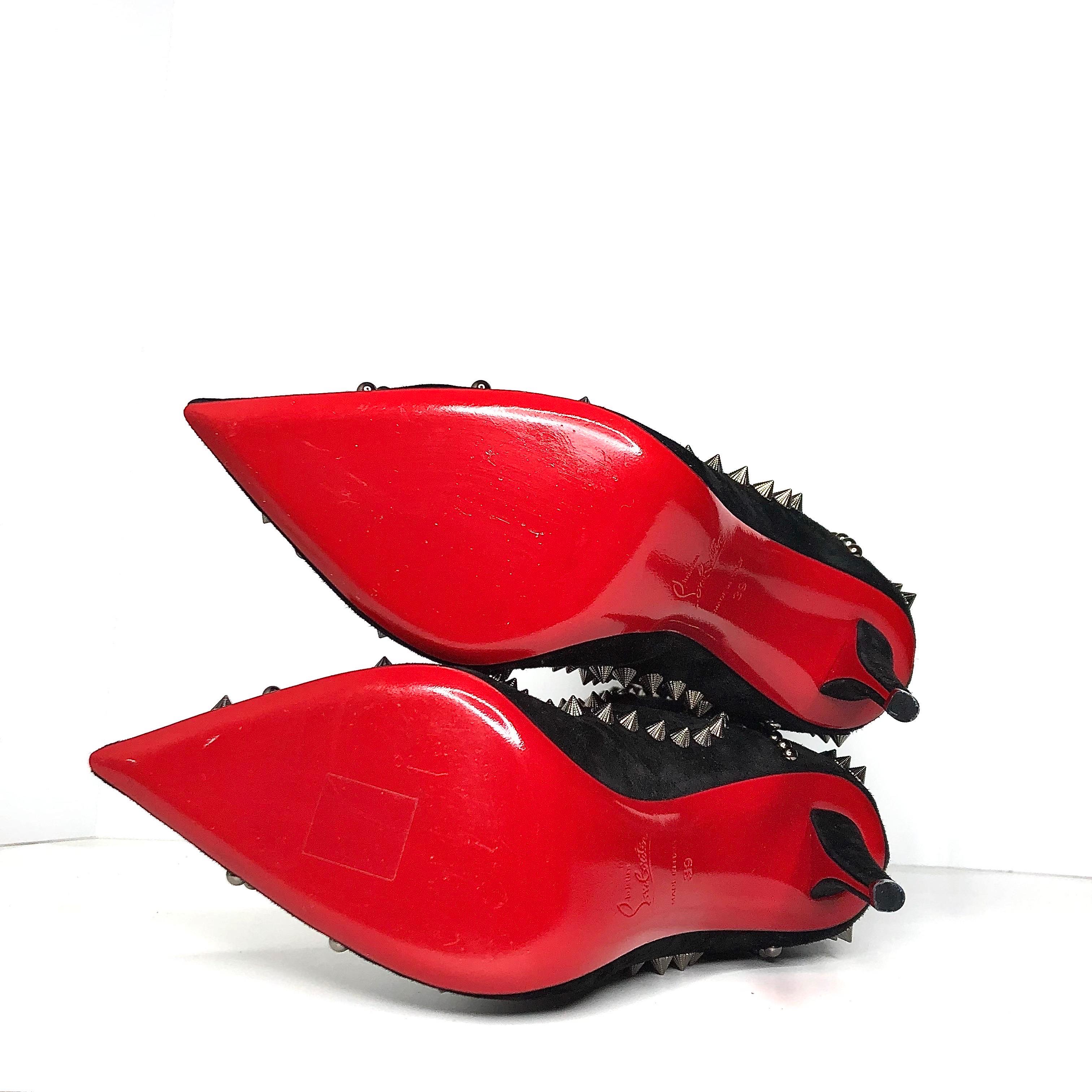 Christian Louboutin Astrilarge Botta Pika 100 Botas altas al muslo de ante negro 39 en venta 2