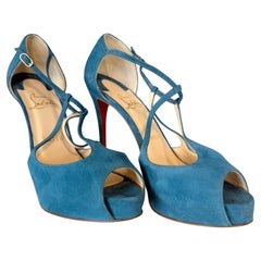 Christian Louboutin Avio Blue Suede Sandals IT 37.5