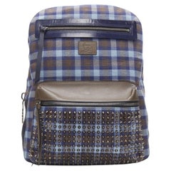 CHRISTIAN LOUBOUTIN Backloubi bolso mochila con tachuelas a cuadros de cuadros azul marrón