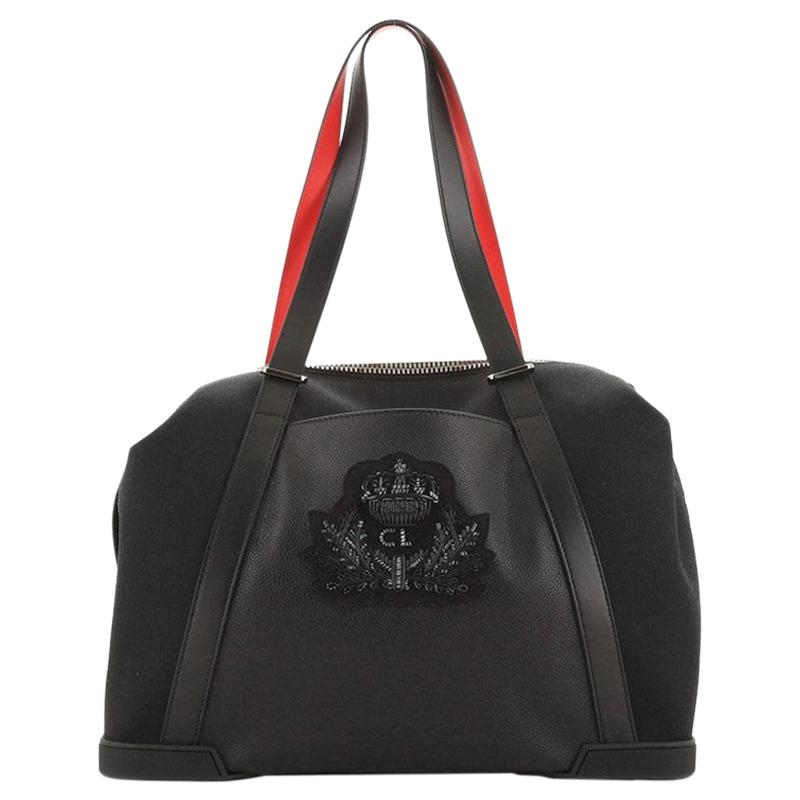 Christian Louboutin Bagdamon Boston Duffle Bag Canvas With Leather Large