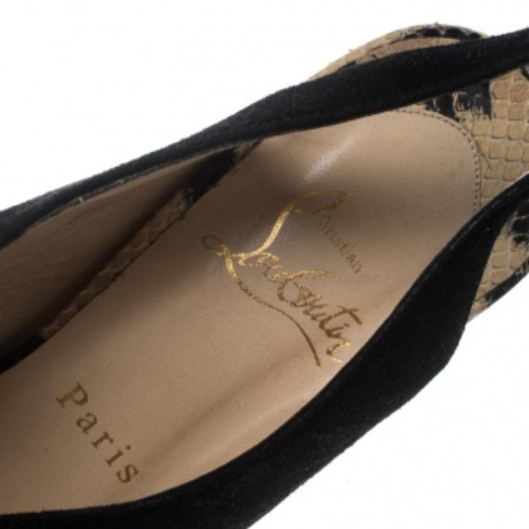 Christian Louboutin Beige Animal Print Suede Stringita Platform Sandals Size 38 en vente 3